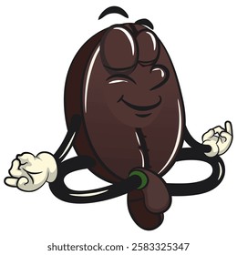 cute coffee beans vektor illustration mascot character meditating, work of hand drawn