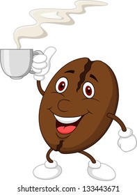 Cute coffee cartoon character with coffee cup