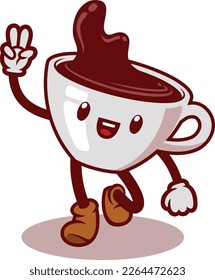 Cute coffee cartoon character design