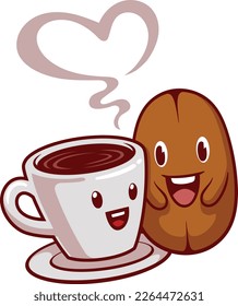 Cute coffee cartoon character design