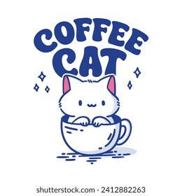 cute coffee cat illustration with typography