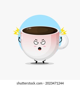 Cute coffee character is angry