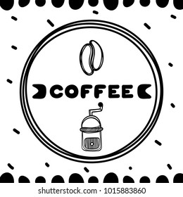 Cute coffee cover for cafe. Sketch concept illustration. Linear graphic. Food flyer.