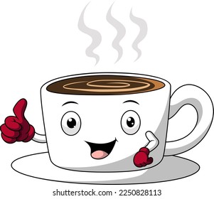 Cute coffee cup cartoon character