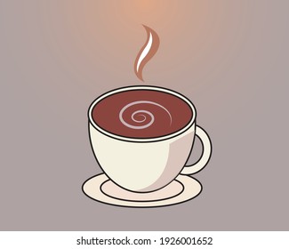 Ilustración del icono vectorial de la taza de café con taza de café. beba café. 
