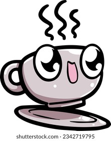 cute coffee cup cartoon vector on white background