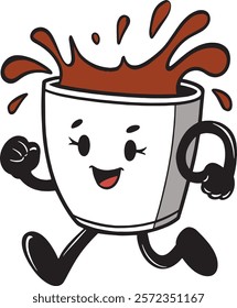 A cute coffee cup character with a smiling face vector illustration