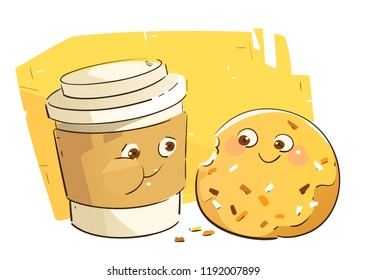 Cute Coffee Cup and Donut