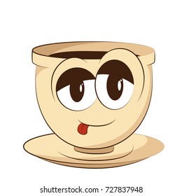 Cute coffee cup from family-set. Baby mug. Funny character for your design. Isolated.