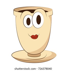 Cute coffee cup from family-set. Mom mug. Funny character for your design. Isolated.