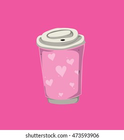 Cute coffee cup with heart design. 