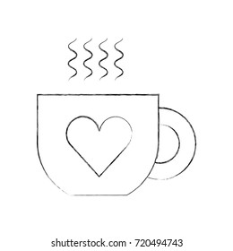 cute coffee cup heart handle hot drink