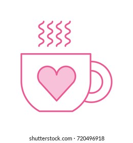 cute coffee cup heart handle hot drink