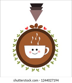 Cute Coffee Cup icon ,logo,Vector