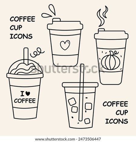 CUTE COFFEE CUP ICON SET