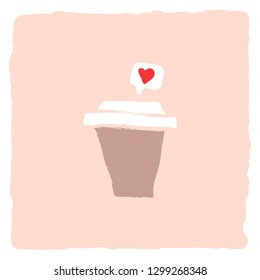 Cute coffee cup illustration with heart shape symbol of Happy Valentine s Day