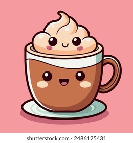 Cute coffee cup kawaii art