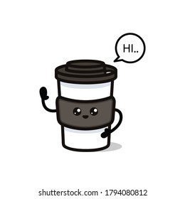 Cute coffee cup kawaii design illustration