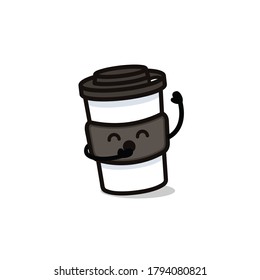 Cute coffee cup kawaii design illustration