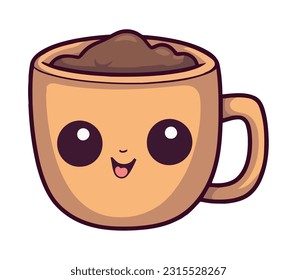 Cute-Kaffeetasse-Maskottchen auf Weiß