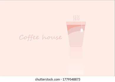  The cute coffee cup is a pastel background 
