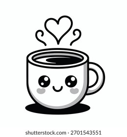Taza de café linda con una cara sonriente