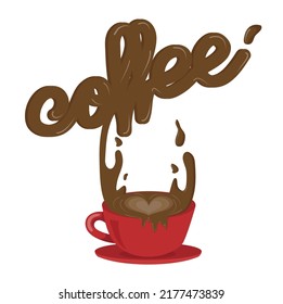 cute coffee cup splashing with text