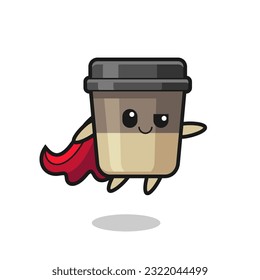 cute coffee cup superhero character is flying , cute style design for t shirt, sticker, logo element