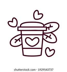 Café lindo. Día de San Valentín - Ilustración vectorial