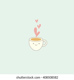 Cute coffee cup vector design illustration.