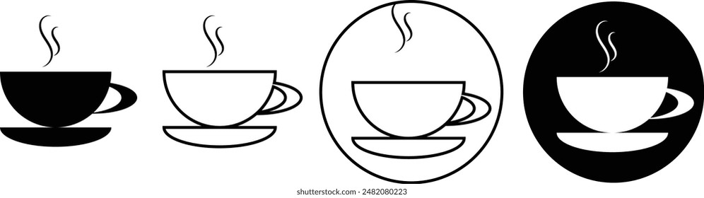 Nette Kaffeetasse Vektorgrafik Icon Set Material für eine Tasse heißen Kaffee