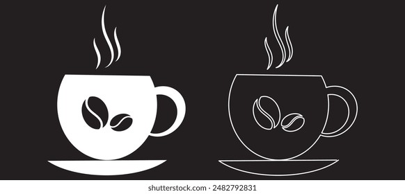Cute coffee cup vector icon set material for a cup of hot coffee