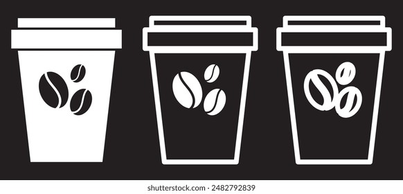 Nette Kaffeetasse Vektorgrafik Icon Set Material für eine Tasse heißen Kaffee