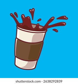 Cute coffee cup vector. Isolated on colorful background.