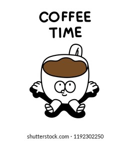 a cute coffee cup with a white background.coffee time.illustration vector