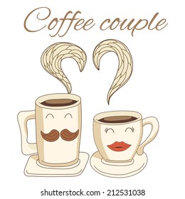 Cute coffee cups made in vector.