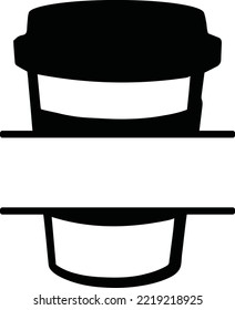 Cute Coffee Disposable Cup Kawaii Latte Monogram Border Frame