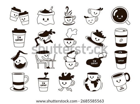 Cute Coffee Doodle Element Set