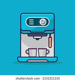 Dibujo de café lindo arte vectorial en un fondo azul.