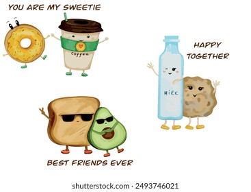 Cute Coffee Friends: Cartoon Design and Sweet Breakfast Characters