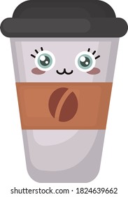 Cute coffee for go, illustration, vector on white background