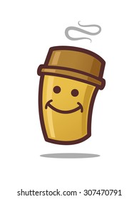 Cute coffee to go mascot vector illustration