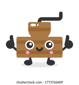 cute coffee grinder mascot character