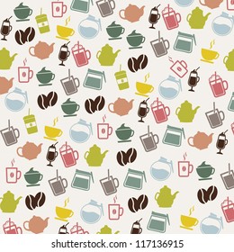 cute coffee icons  over beige background. vector illustration