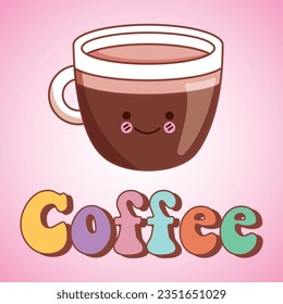 un lindo café kawaii fondo. ilustración vectorial
