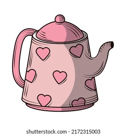 cute coffee kettle icon flat isolated
