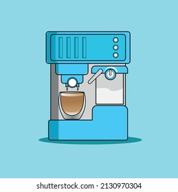 Cute coffee machine, cartoon Vector Illustration