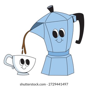 Cute Coffee Maker Moka Pot Cartoon Illustration
