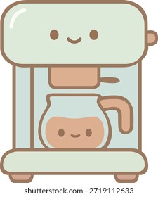 Ilustración vectorial linda de la cafetera