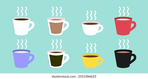 Cute Coffee Milk Tea Sticker Vector